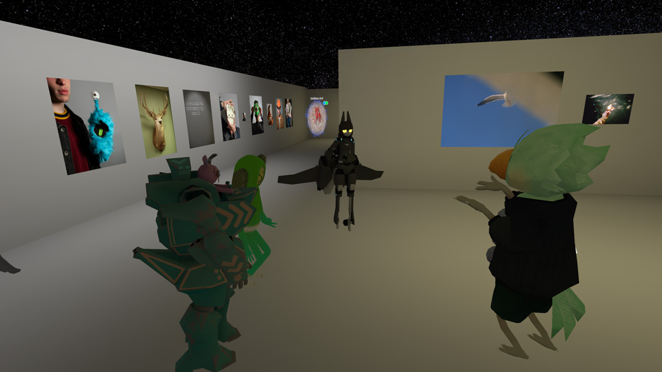 Queerskins Home foyer space in VRChat